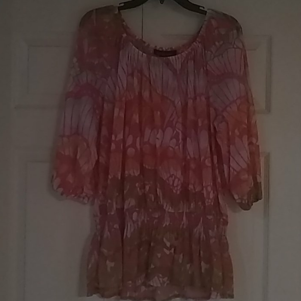 Coral Coral Floral Top
